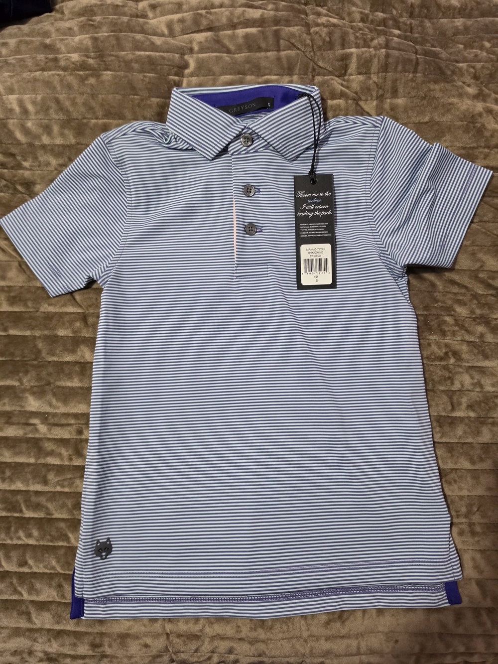 Greyson Boys Striped Polo Shirt - Light Blue & Navy
